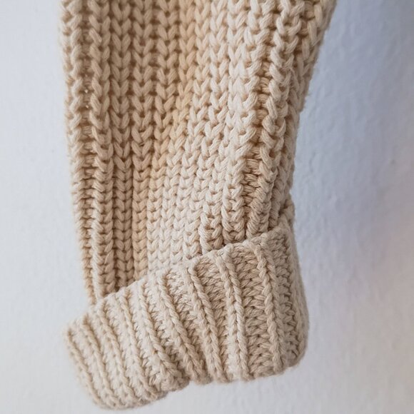 Jessica Simpson Distressed Cropped Knit Sweater | Cream/Tan | Size XS - Picture 4 of 8